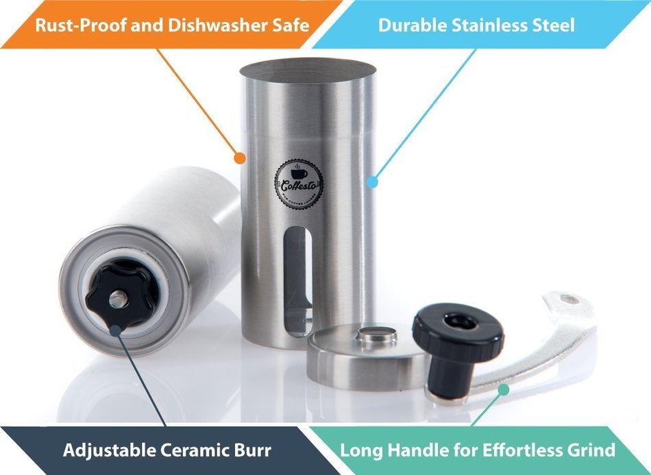 LIMITED OFFER Manual Coffee Grinder with Adjustable Ceramic Burr &ndash; Conical Mill for Precision Brewing &ndash; Stainless... N2