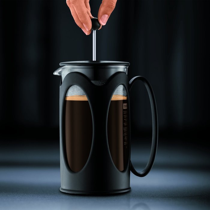 Bodum Kenya 8-Cup French Press Coffee Maker, 34-Ounce, Stainless Steel, Black N8