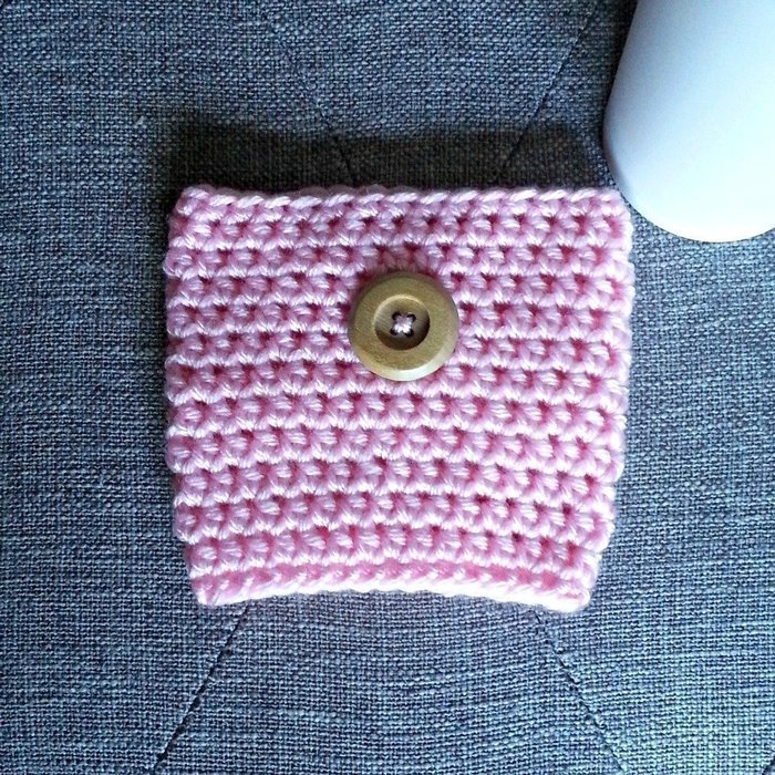 Crochet Travel Mug Sleeve in Pink N2