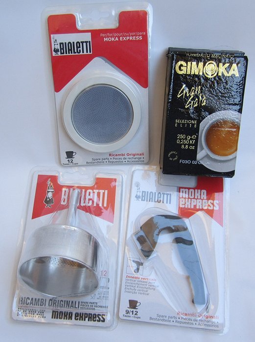 Make My Old Moka Like New 12-Cup Alluminium (Original Bialetti Replacements) + 250 Grams of Gimoka Coffee! [ Italian...