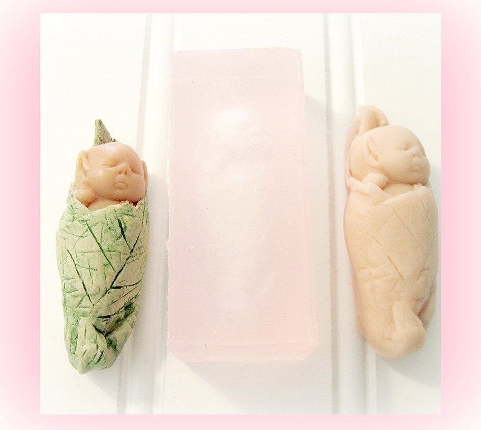 Silicone Mold Elf in Leaf Handmade Supply 2.5" N4