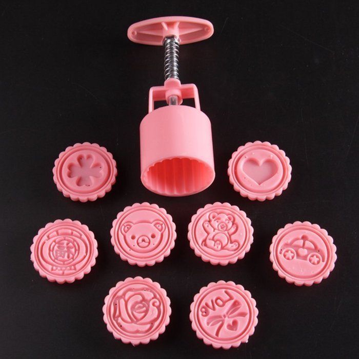 StarSide Circular Traditional Hand Press Moon Cake Cookie Mold Mid-autumn Festival DIY Decoration Rose Pink 8... N3