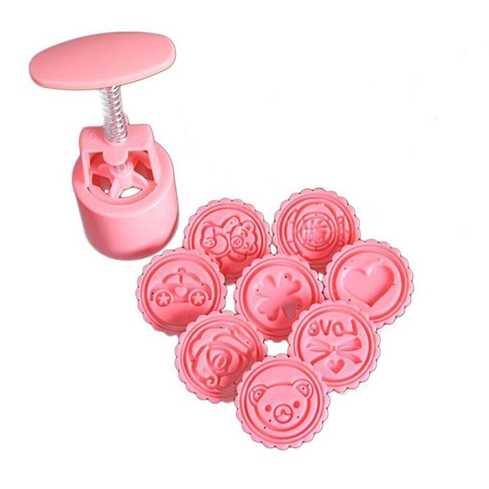 StarSide Circular Traditional Hand Press Moon Cake Cookie Mold Mid-autumn Festival DIY Decoration Rose Pink 8... N4