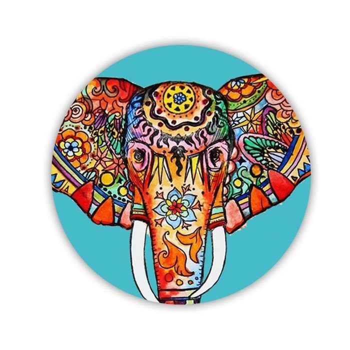 Generic Coaster Mdf Apparent Print Colorful Elephant Drawing 2 N9