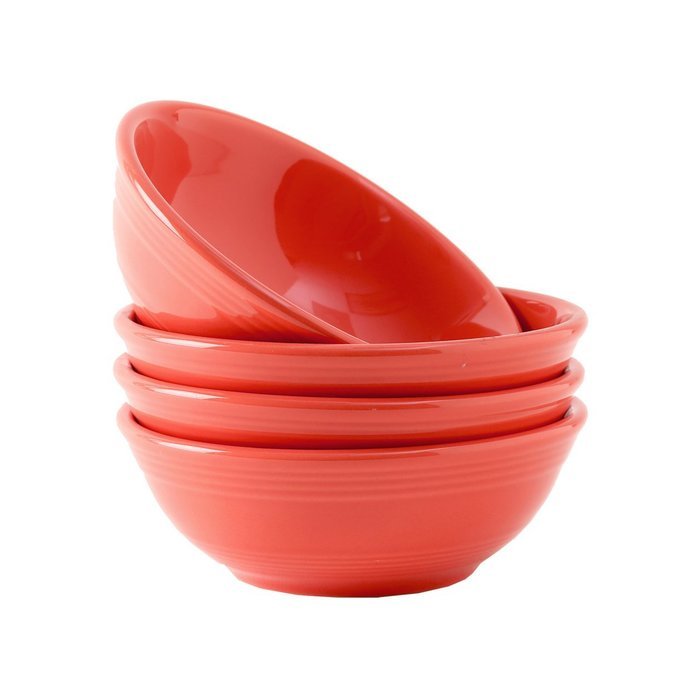 Tuxton Home Concentrix Bowl (Set of 4), 13 oz, Cayenne Red; Restaurant Grade Nonporous Virtrified China; Thermal... N66