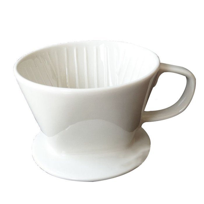 Premium Quality Ceramic Pour Over Coffee Dripper in White (3 Holes on Base) N2
