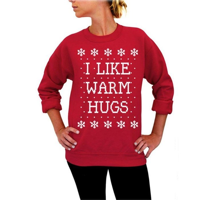Xmas Pullover Shirt,Morecome Womens Christmas Printing Off Shoulder Sweatshirt (S, Red) N6