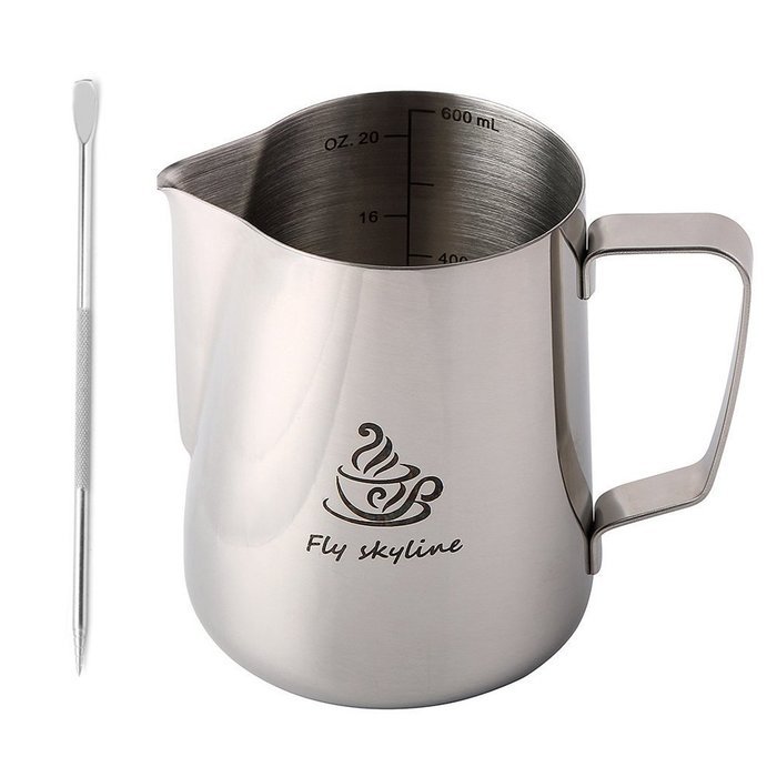 Fly Skyline Stainless Steel 14oz Milk Frothing Pitcher, Measurements Inside the Pitcher While Enjoying Precise... N7
