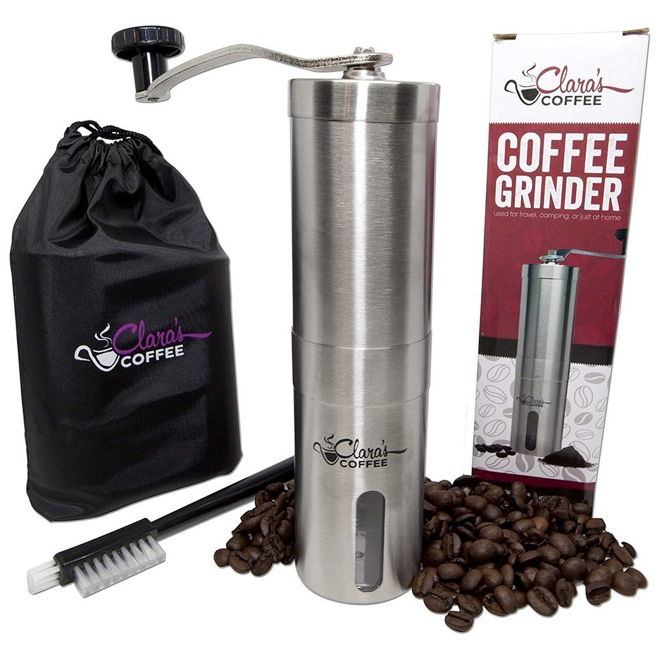 Premium MANUAL COFFEE GRINDER -Stainless Steel Body & Adjustable Ceramic Conical Burr. Hand Crank Mill Grinds... N8