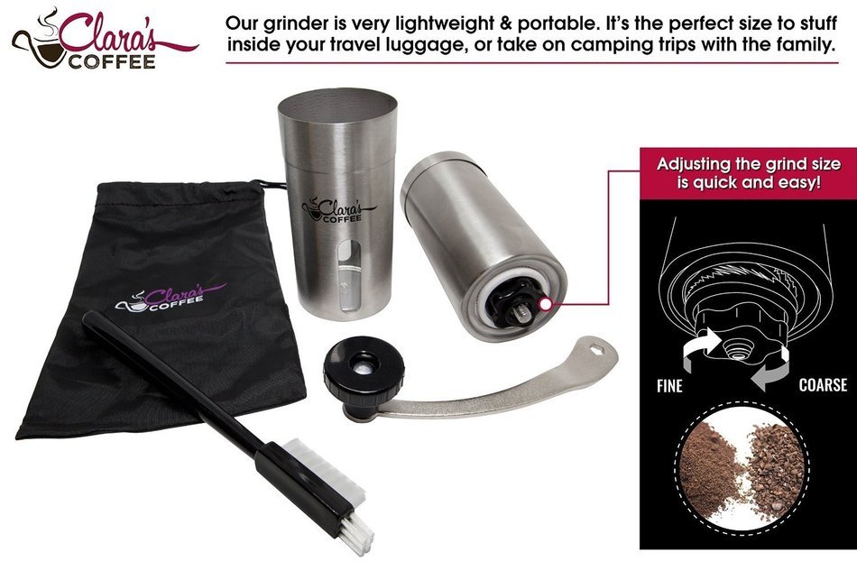 Premium MANUAL COFFEE GRINDER -Stainless Steel Body & Adjustable Ceramic Conical Burr. Hand Crank Mill Grinds... N9