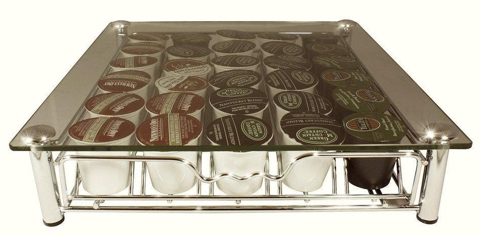 Crystal Clear Glass K-cup Storage Drawer Holder for 30 Kcup Pods By Decobros