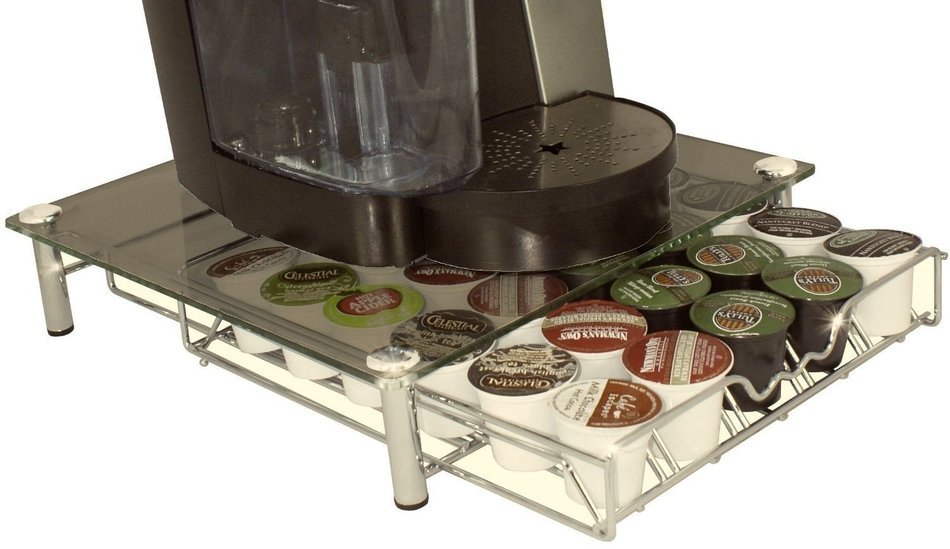 Crystal Clear Glass K-cup Storage Drawer Holder for 30 Kcup Pods By Decobros N2