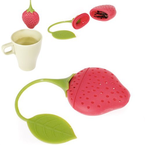 SODIAL(R) Strawberry Design Silicone Tea Infuser Strainer - Red and Green / Suitable for Use in Teapot, Teacup... N4