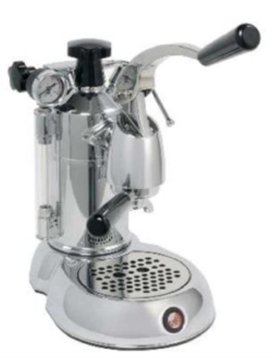 La Pavoni PSW-16 Stradavari 16-Cup Espresso Machine, Chrome with Wood Handles N3