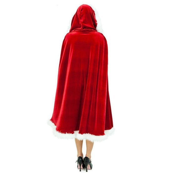 Cloak Costume ,BeautyVan women Fashion Deluxe Red Velvet Christmas Hooded Cape Cloak Costume N3