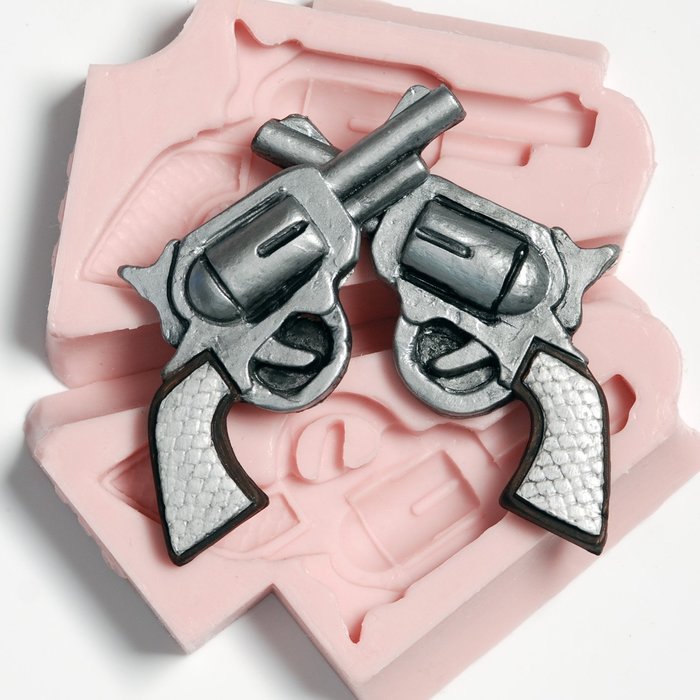 Crossed Pistol Silicone Mold Set Easy to use with Fondant, Chocolate, Candy, Resin, Clay, Soap and Wax N2