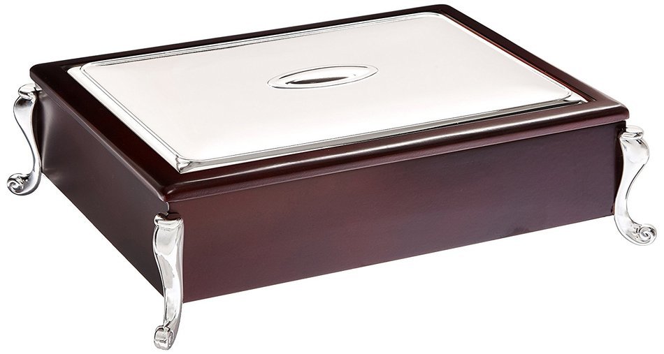 Elegance Silver 20401 Silver Plated and Wooden Tea Bag Chest