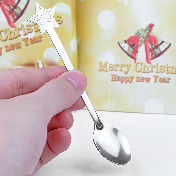 Powstro Stainless Steel Coffee Spoons Christmas Design Tableware - 4pcs(random shapes) N2