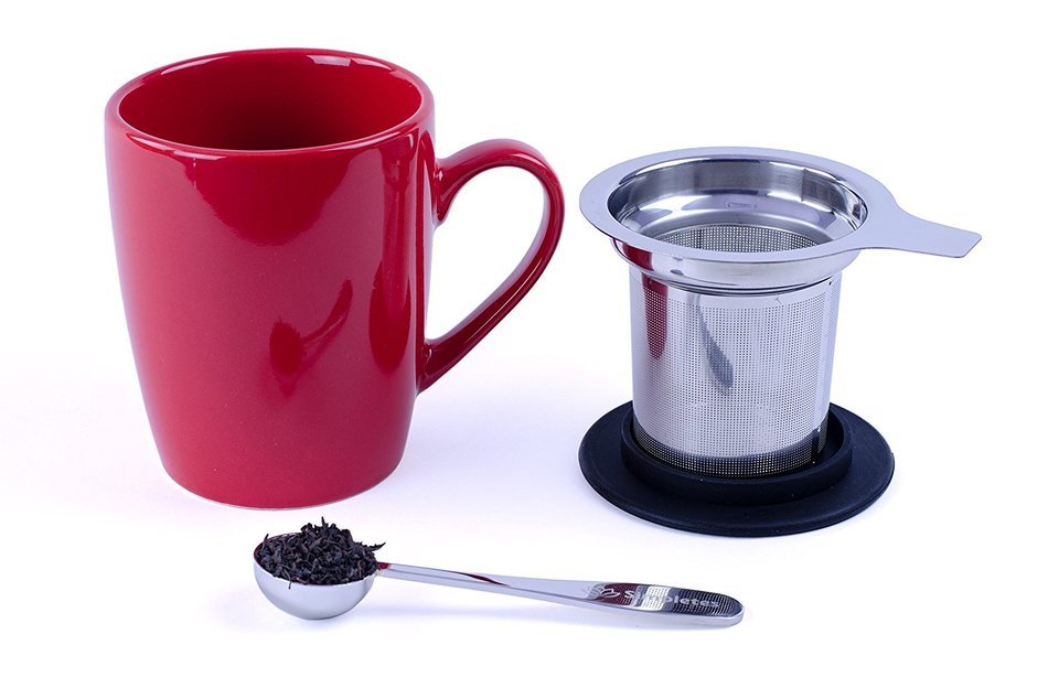 Stainless Steel Tea Infuser Strainer Steeper and Measuring Spoon Set by Simpletes. Extra Fine Mesh Basket Perfect... N5