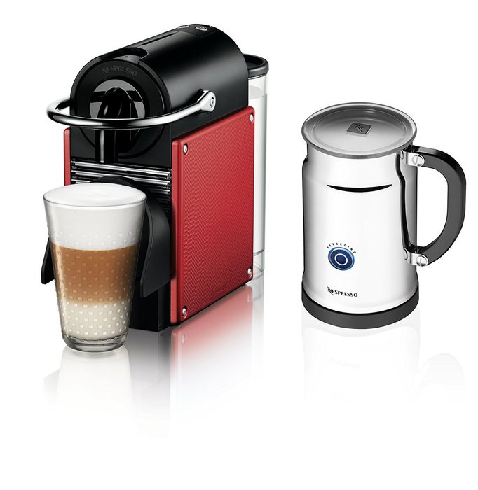 Nespresso D60 Pixie Dark Red Espresso Machine With Aeroccino Plus Milk Frother N3