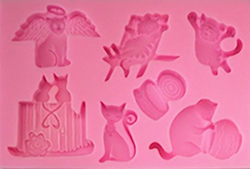 Cat Assortment 7 Cavity Silicone Mold for Fondant, Gum Paste, Chocolate, Crafts