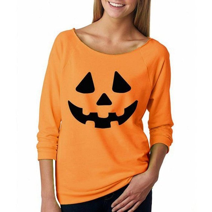Pullover Tops,Morecome Women Halloween Pumpkin Print Long Sleeve Sweatshirt N20