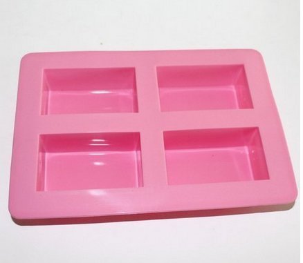 DD-life 4-Cavity Plain Basic Rectangle Soap Mold Handsize Silicone Mould for Homemade N2
