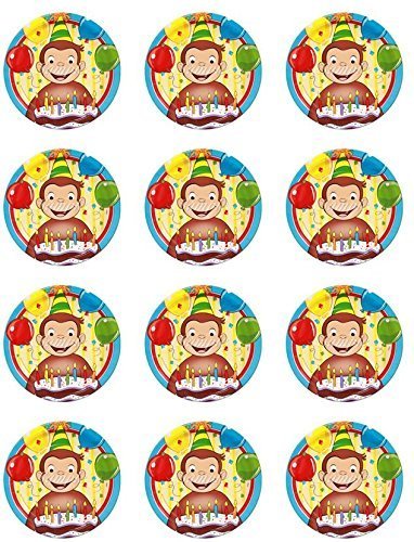 Curious George #1 Edible Cupcake Toppers - Set of 12