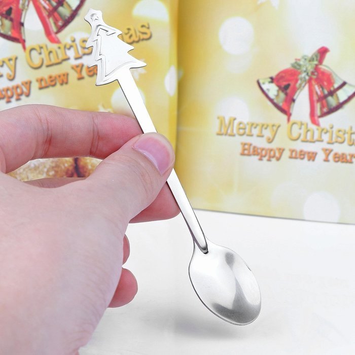 Powstro Stainless Steel Coffee Spoons Christmas Design Tableware - 4pcs(random shapes) N6