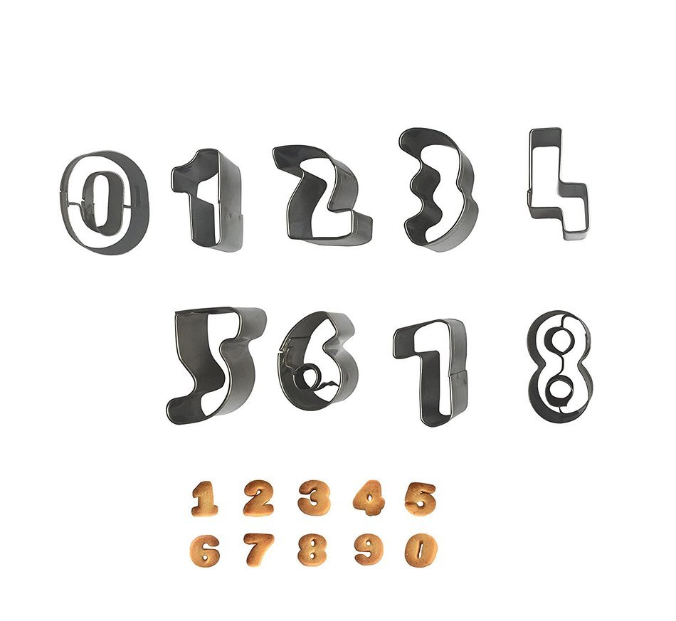 YeMarket 9-Pieces Number Cookie Cutter Set, Stainless Steel Biscuit Mold