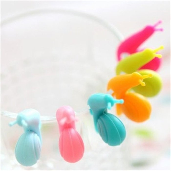 Moolecole Tea Infuser Label For Hanging Tea Bag Environmental Silicone Snails Clip (Six Colors, Set of 6, 1 Set) N5