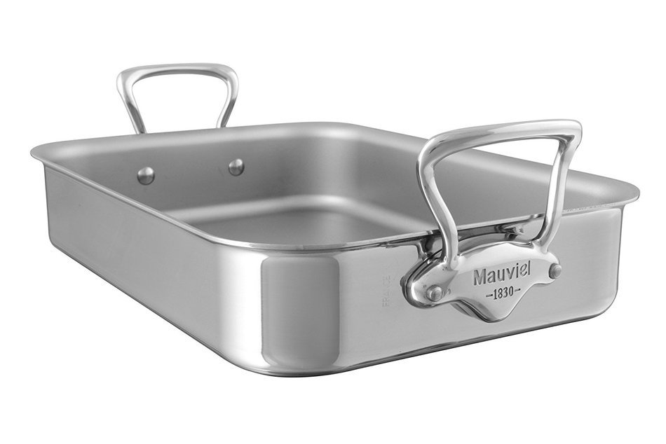 Mauviel Made In France M'Cook 5217.35 13.5 x 9 Inch Roasting Pan, Cast Stainless Steel Handles