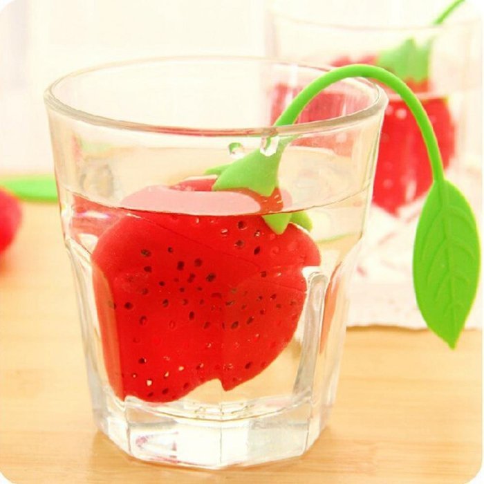 GOOTRADES Silicone Tea Leaf Strainer Herbal Spice Infuser Filter Strawberry Design (pack of 2) N3