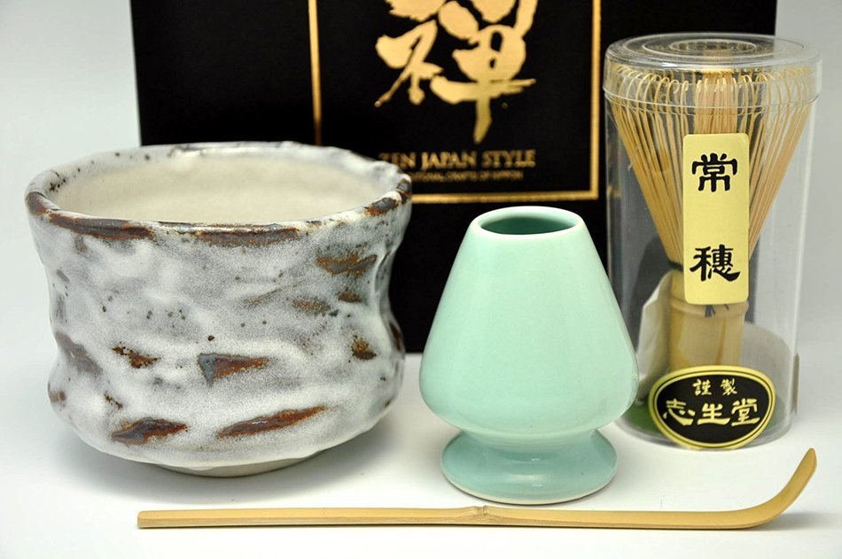 Japanese Mino Yaki ware Matcha Bowl And Tea Ceremony Set Green Tea 11 / 11 / 8cm (4.3 / 4.3 / 3.1inch)[7361] N2