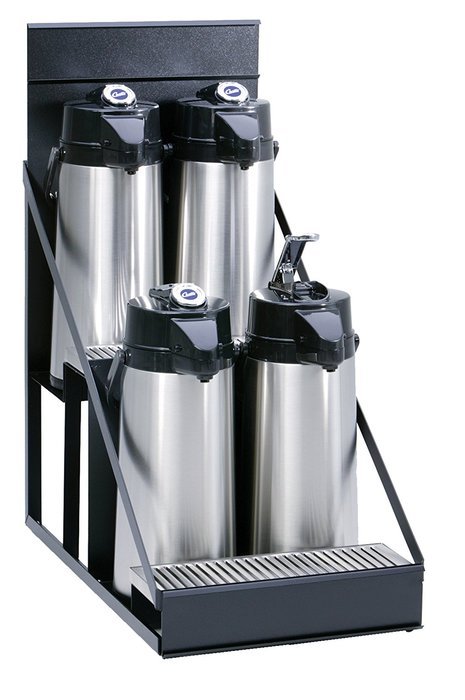 Wilbur Curtis 4 Position Airpot Rack - Compact Design with Integral Drip Tray - CAR-4-BLK (Each)