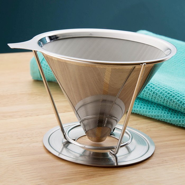 Marvellissimo Stainless Steel Pour Over Coffee Dripper - Reusable Double Layer Fine Mesh Filter Cone And Separate... N9