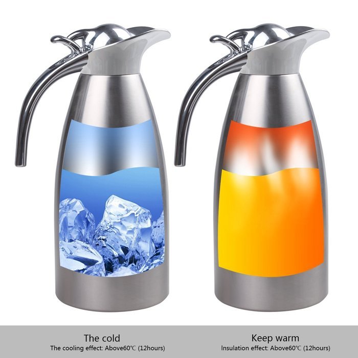 JUNING Coffee Pot Stainless Steel Double Wall Vacuum Insulated 1.5L Large Capacity Tea/Water Pitcher with Press... N7