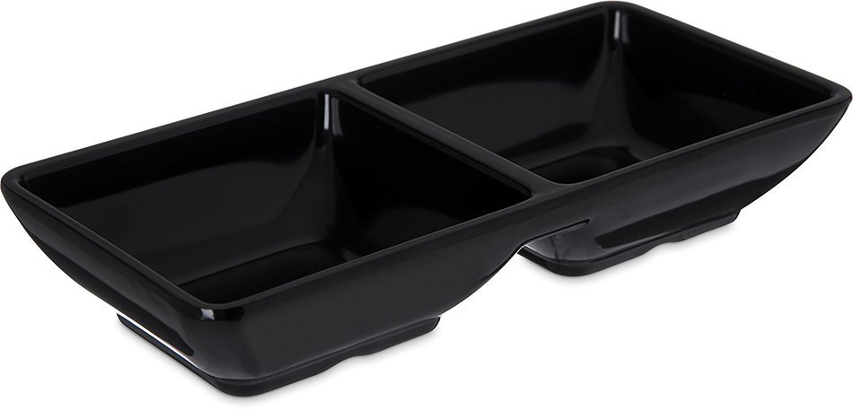 Carlisle 086203 Melamine Double Square Ramekin, 4-oz. Capacity, 5-3/4 x 2-3/4 x 1", Black (Case of 24) N6