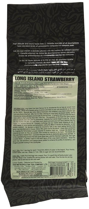 Metropolitan Tea 50 Count Pyramid Shaped Teabags, Long Island Strawberry