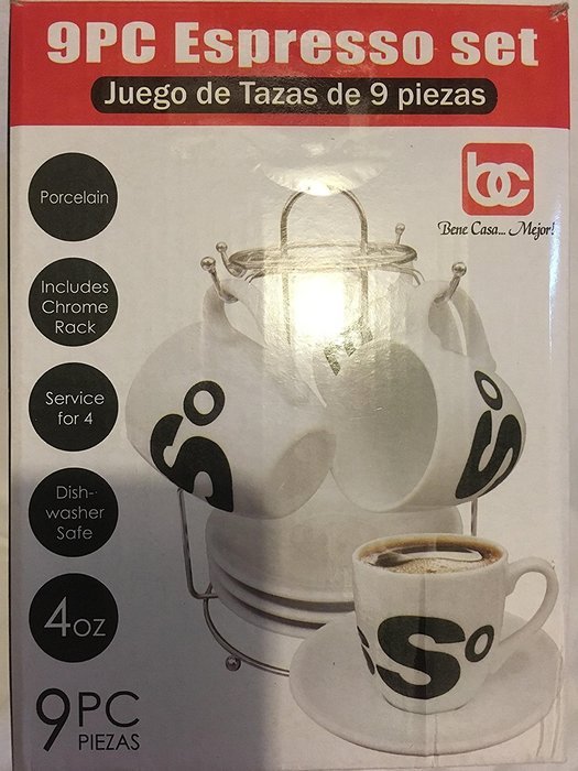 9pc Porcelain Espresso Set - Bene Casa