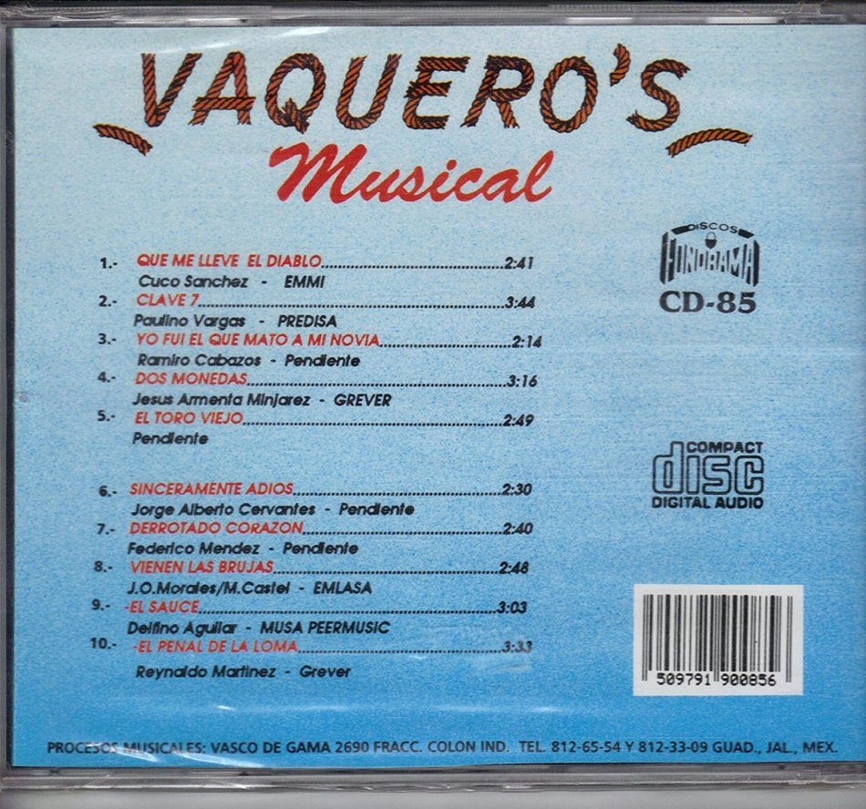 Vaqueros Musical "El Penal De La Loma"cd