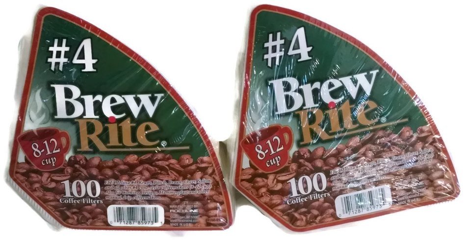 #4 Cone Coffee Filter, 100-Count-Brew Rite-2 pack/200