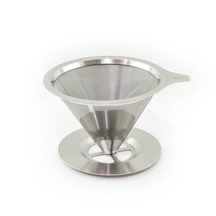 BOCHA - Pour Over Coffee Filter, Reusable Stainless Steel Cone Dripper, Permanent and Paperless with Cup Stand N2