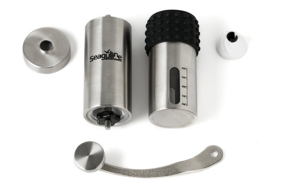 Premium Manual Coffee Grinder By Seagulline | Durable Stainless Steel Body & Firm Silicone Cover | Coffee Indicator... N3