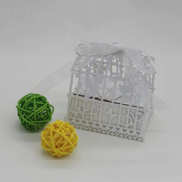 50PC Candy Box,Morecome Birdcage Flowers Laser Cut Favor Candy Box (Purple) N21