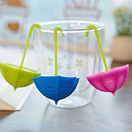 3pcs New Beauty Colorful Umbrella Silicone Tea Leaf Strainer Infuser Spice Herbal Filter N3