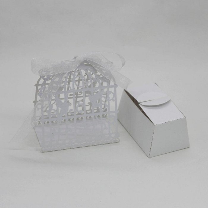 50PC Candy Box,Morecome Birdcage Flowers Laser Cut Favor Candy Box (Purple) N22