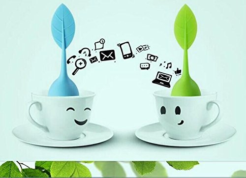 Drhob 1PC green Creative leaf shape silicone stainless steel tea bag tea strainer N2