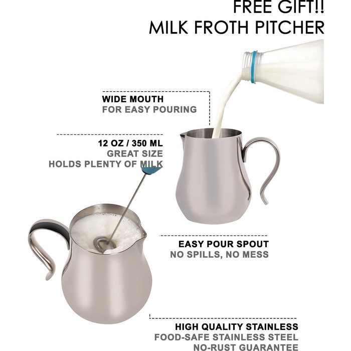 LuxHaus 58mm Calibrated Pressure Tamper for Coffee and Espresso Bundle with FREE GIFT - 12oz Stainless Steel Milk...