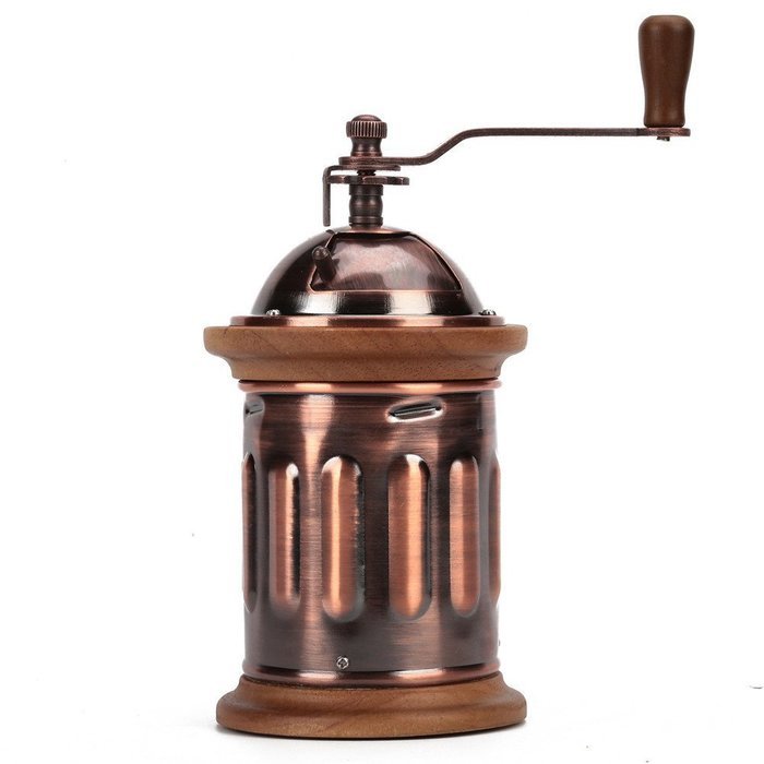 3E Home Manual Canister Stainless steel Burr Coffee Mill Grinder, Stainless Steel Top, and Antique Copper Body N2